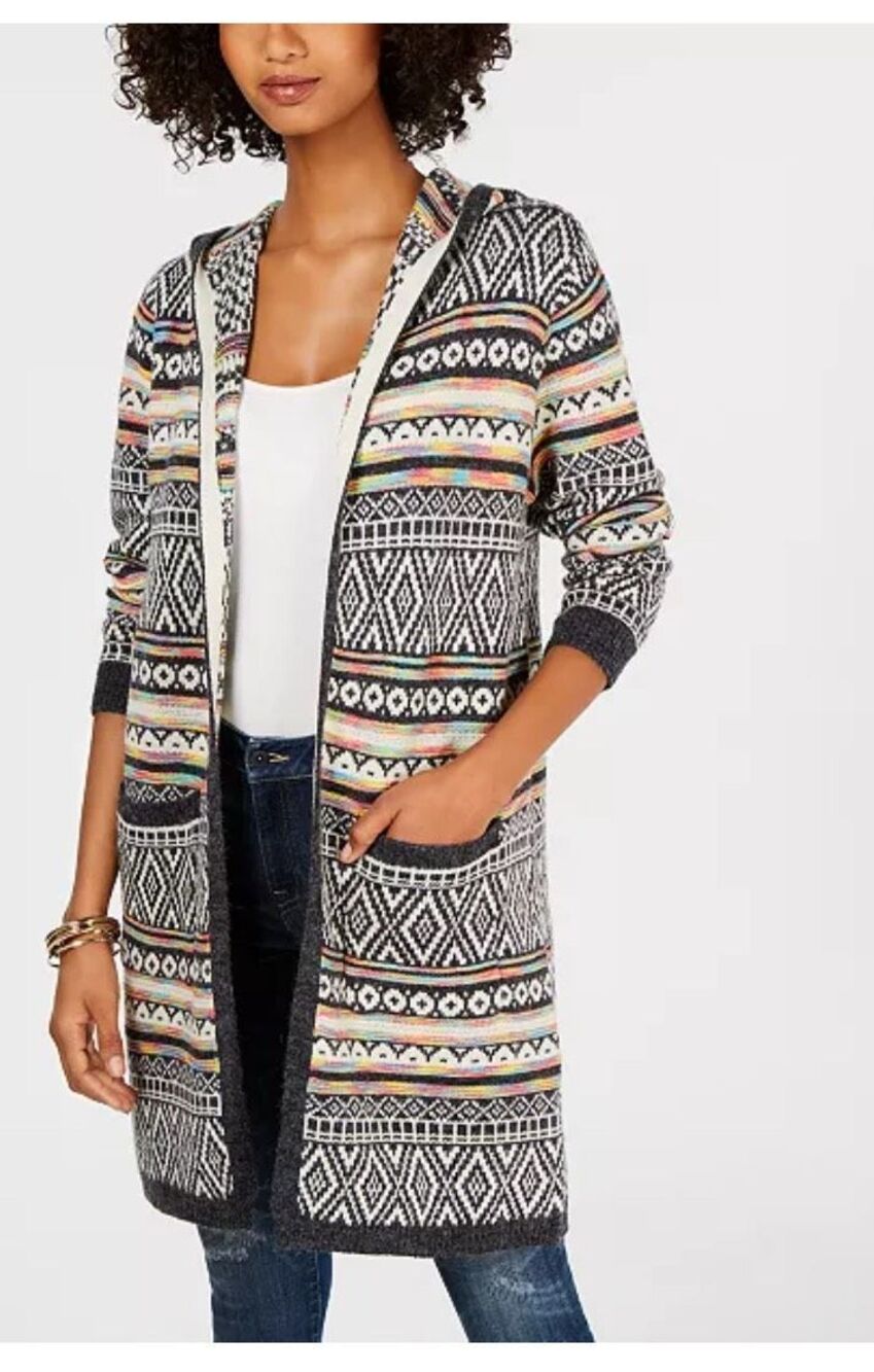 Monteau Aztec hooded Intarsia duster cardigan - XS